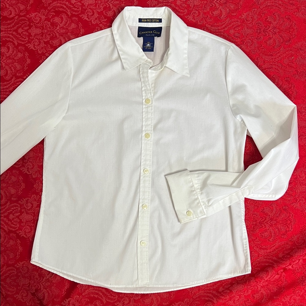 Charter Club Women’s Cotton Button Down with Cuffs  Iron Free 6P with Cuff links